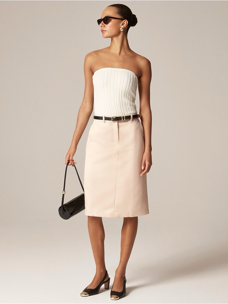 J. Crew Soft Champagne Trouser Pencil Skirt Duchesse Satin